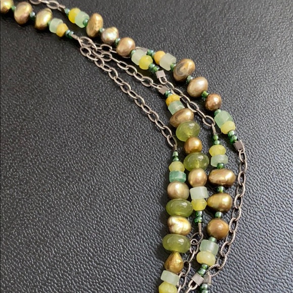 Retired Silpada Green Freshwater Pearl Necklace - Picture 2 of 3
